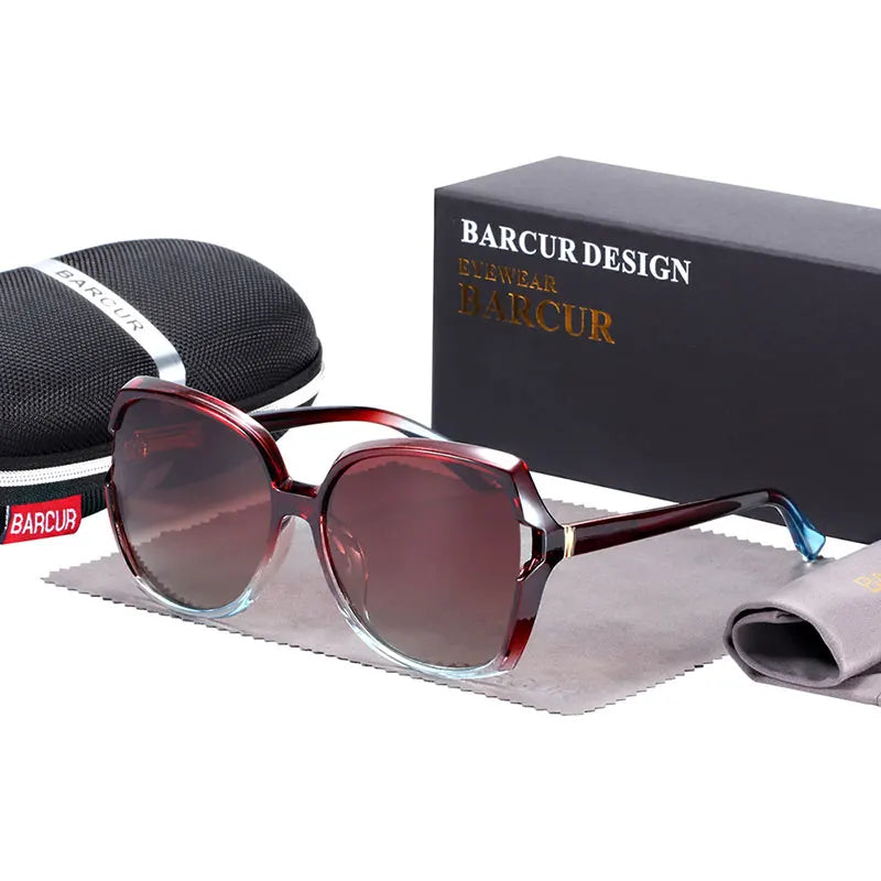 BARCUR Oversize TR90 Sunglasses Women Polarized UV400 Sunglasses Ladies Shades with Gradient Lens lunette de soleil femme