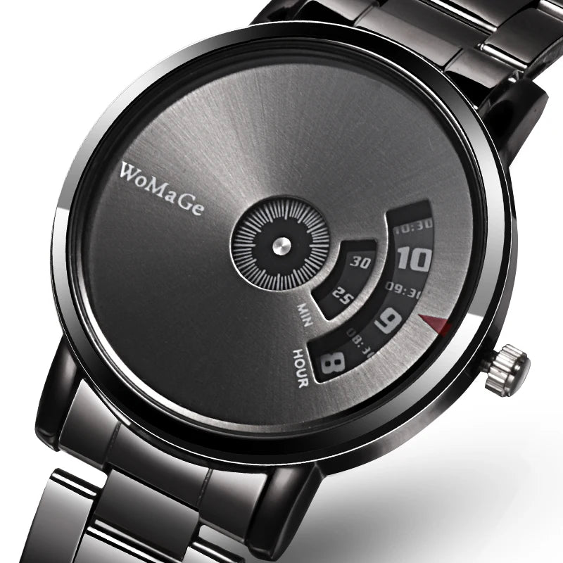 Turntable Fashion Men's Watch Men Watch Luxury Stainless Steel Creative Men's Watches Clock relogio masculino erkek kol saati