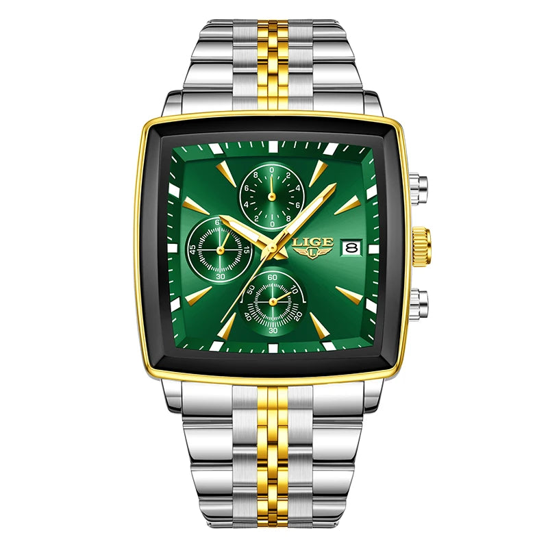 LIGE Luxury Brand Couple Watches Stainless Steel Waterproof Luminous Quartz Watch Fashion Simple Lovers Gifts for Men and Women