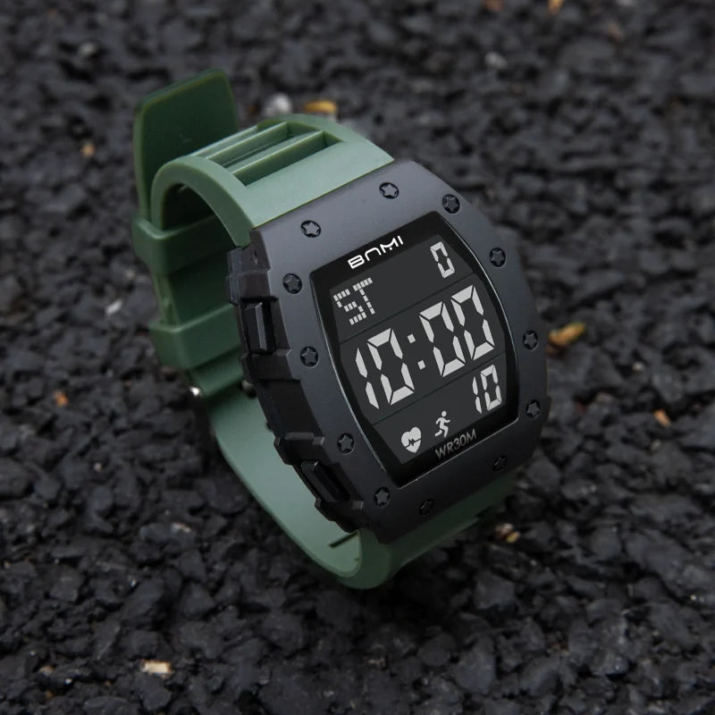 Watches For Man Fashion Sport Stopwatch Alarm Clock Silicone Strap Multifunctional Waterproof Fitness LED Electronic Watch