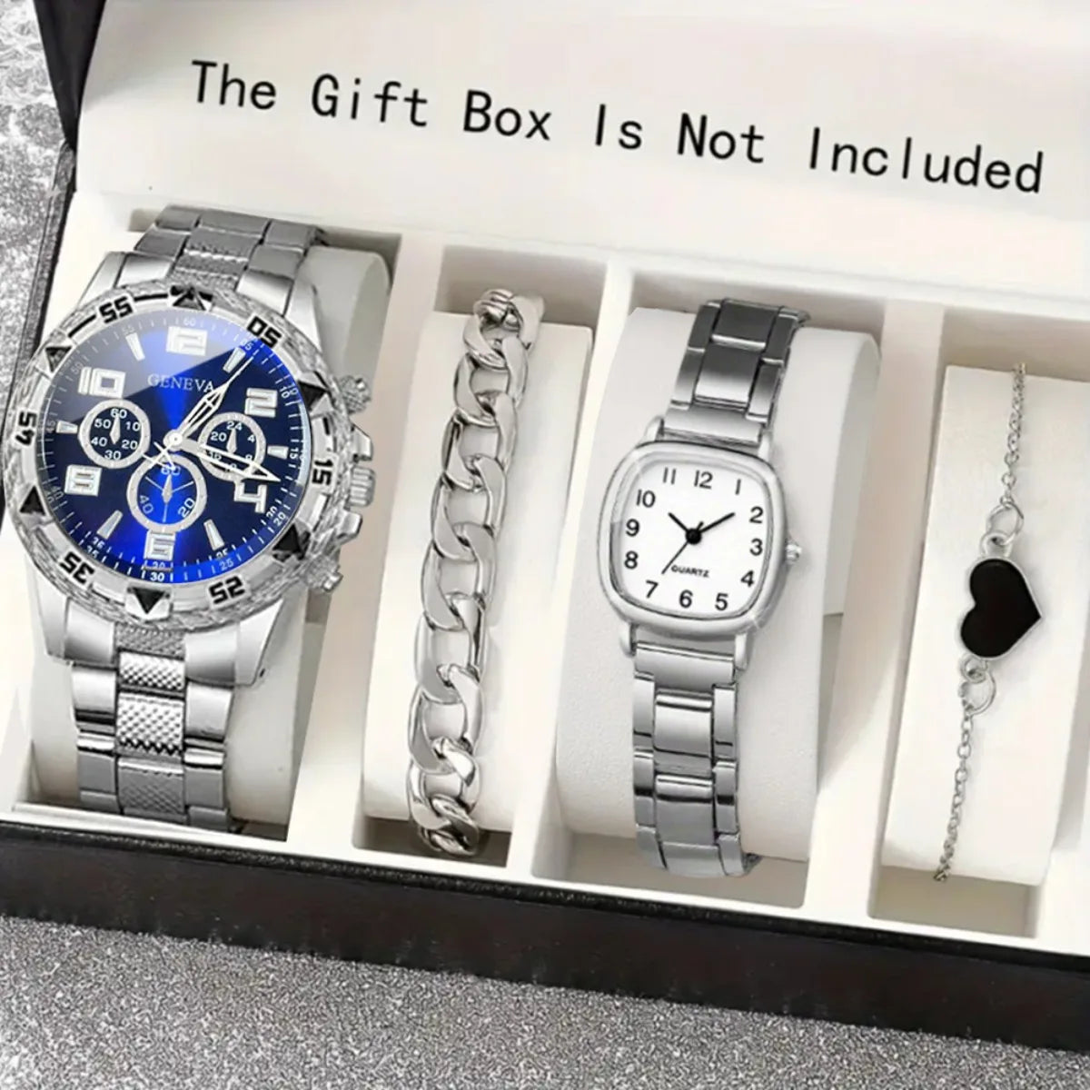 2026Men's Business Watch Steel Strip Quartz Watch Multi functional Digital Scale Three eye Watch Set