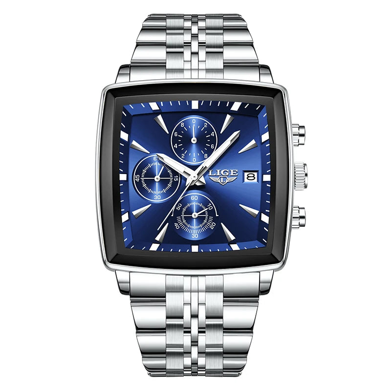 LIGE Luxury Brand Couple Watches Stainless Steel Waterproof Luminous Quartz Watch Fashion Simple Lovers Gifts for Men and Women