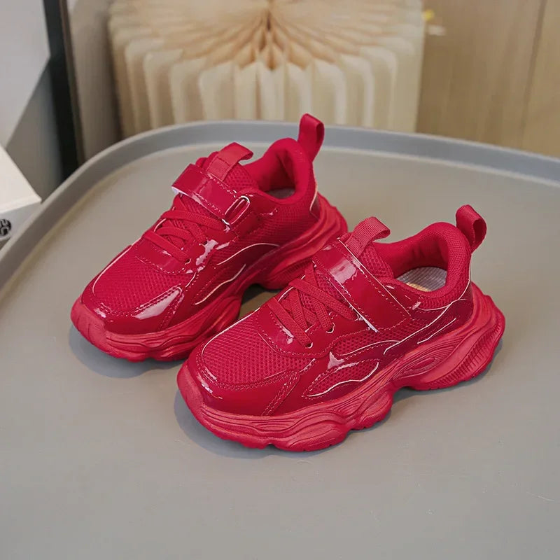 Students Sneakers Thick Soft Sole Trendy Children Running Shoe Solid Color Versatile 2024 New Fashion Kids Sports Shoes Non-slip
