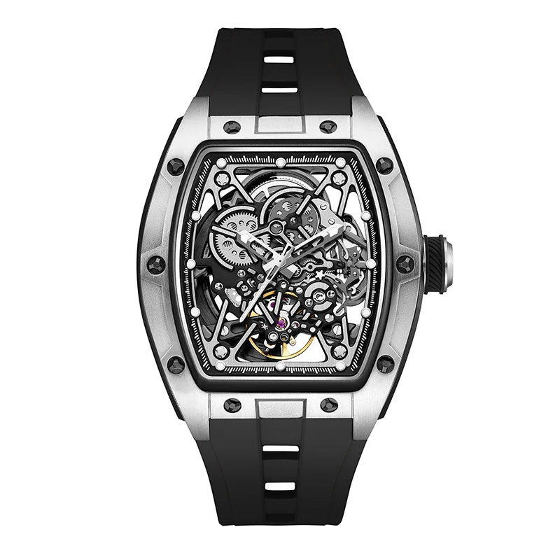 2026 New Automatic watch retro style wholesale mechanical wristwatches skeleton carve waterproof leather no logo mens watch
