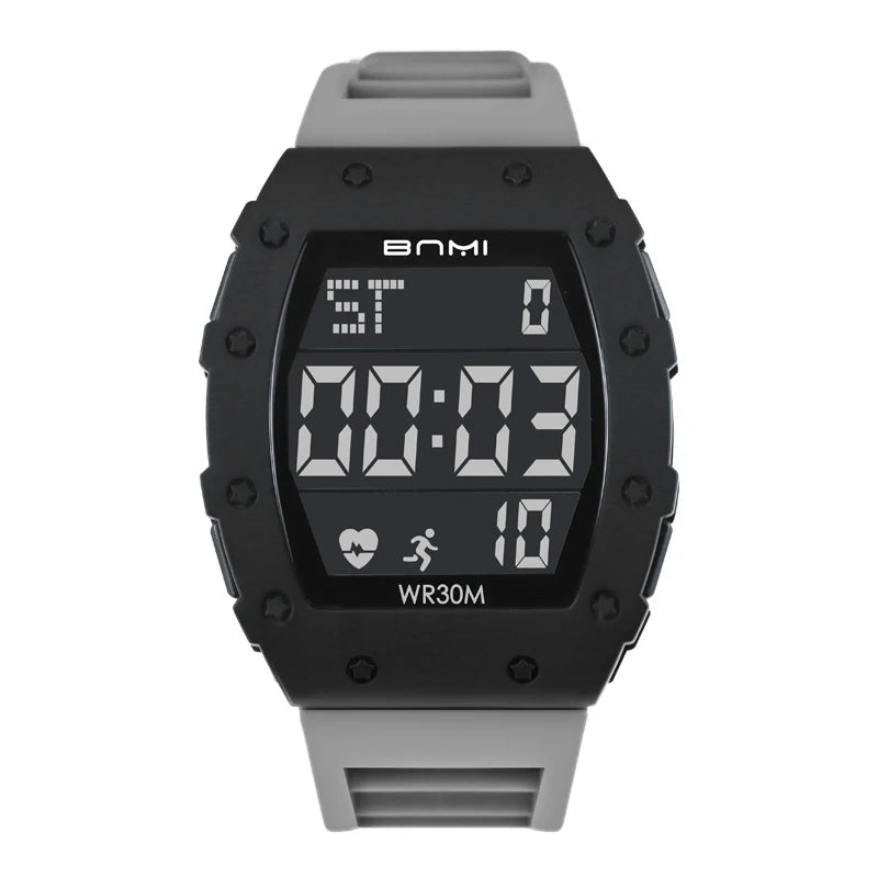 Watches For Man Fashion Sport Stopwatch Alarm Clock Silicone Strap Multifunctional Waterproof Fitness LED Electronic Watch