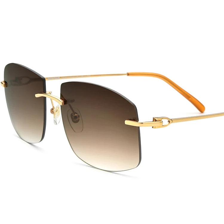 150248 Rimless Square Sunglasses for Men Women, Vintage Stylish Alloy Sun Glasses, Premium Personalized Fashion Shades 501293