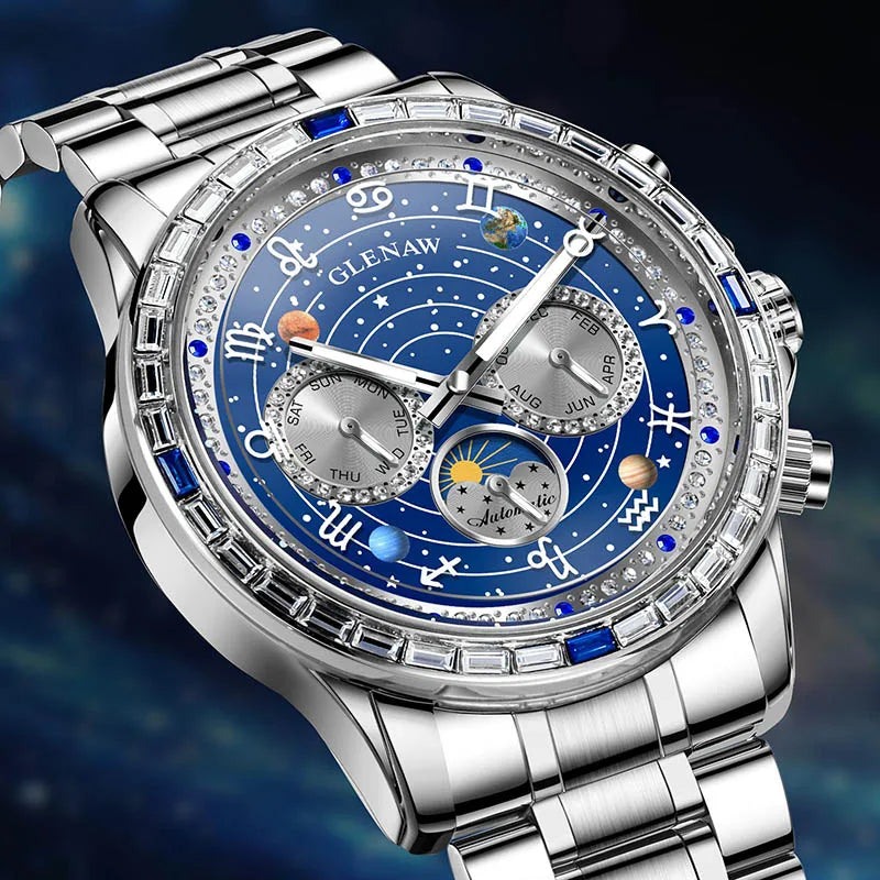 2026 Glenaw New high-end business fully automatic mechanical multifunctional men's watch fashionable waterproof luminous watch
