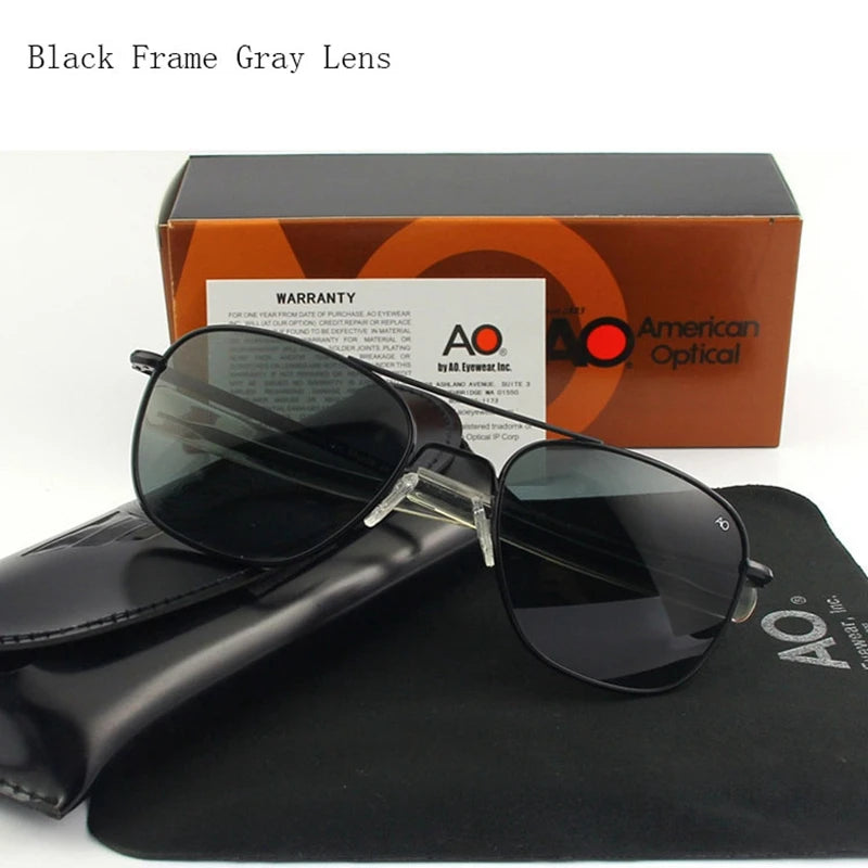 AO Pilot Sunglasses Men Top Quality Brand Designer AGX Tempered Glass Lens Sun Glasses Male