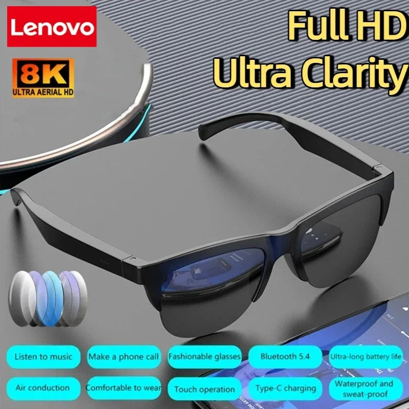 Lenovo Smart Bluetooth Sunglasses Glasses Call Outdoor Sports Headphones HIFI Black Technology Anti-touch UV For Men Women