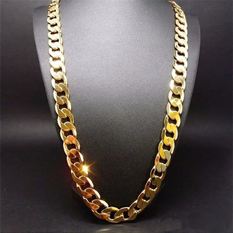 Pure Gold Color Chain Jewelry, Chapado 24k Ouro 10mm Heavy Chain For Men 20 Man20, 22", 24", 26", 28", 30"