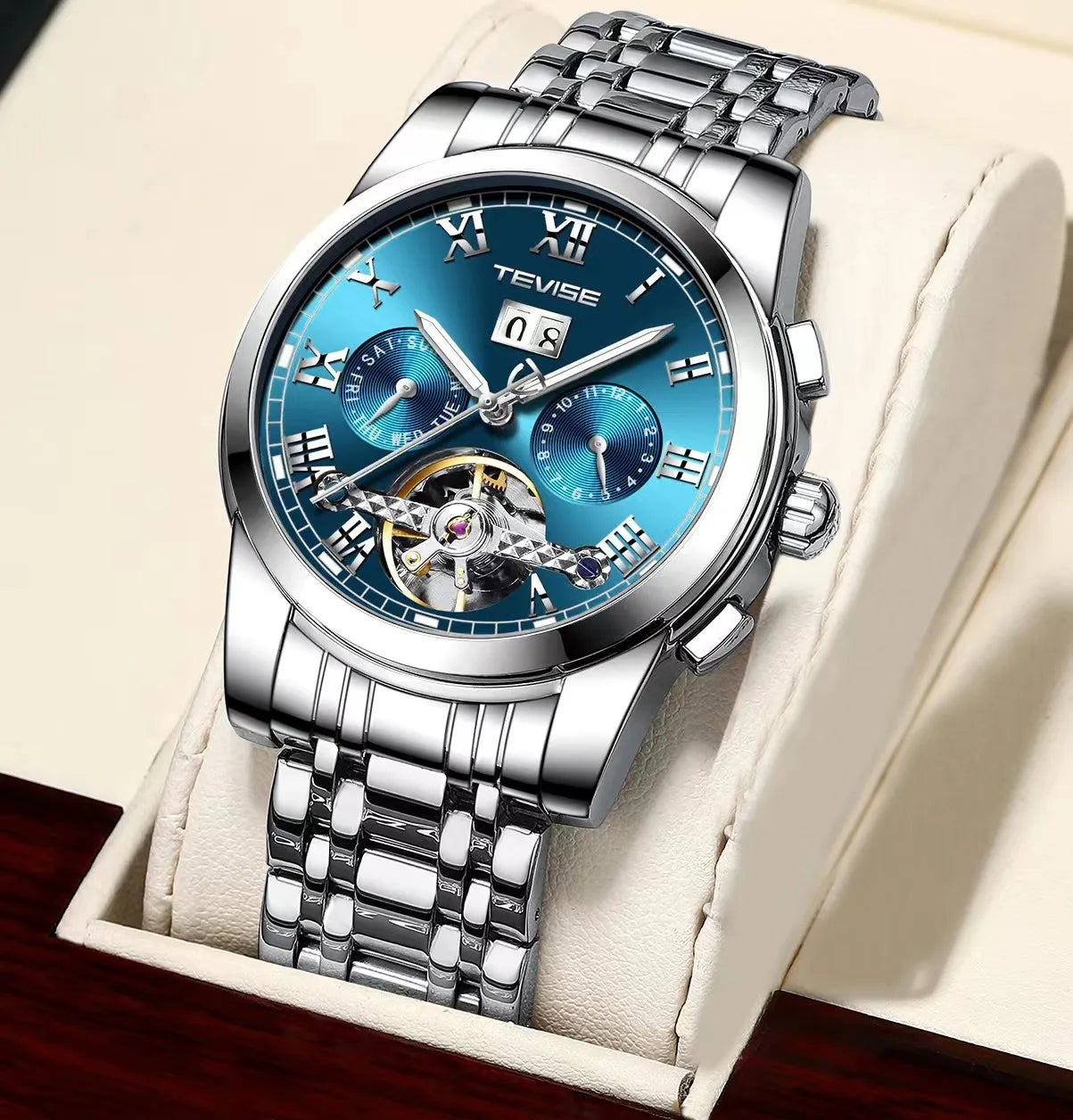 TEVISE Mechanical Watch for Man Top Brand Luxury Watch Stainles Steel Business Waterproof Luminous Wristwatch