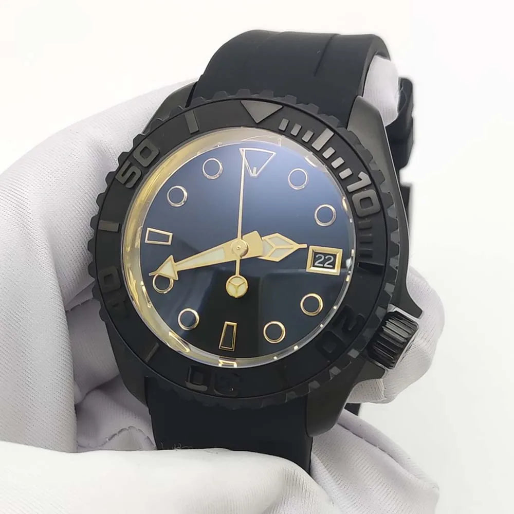 Men's Black New Brushed Waterproof Watch, AR Sapphire Glass, Automatic Mechanical Business Fashion Watch