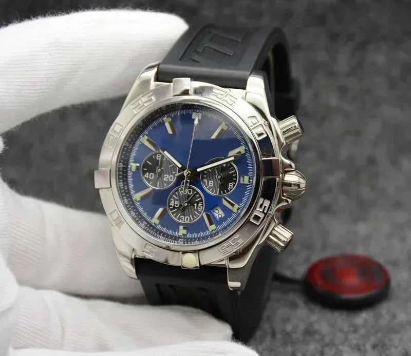 Modern Sophisticated Updated Mens Chronograph Quartz Watches Rustproof Premium High Grade Steel Band Multi Function Stopwatch