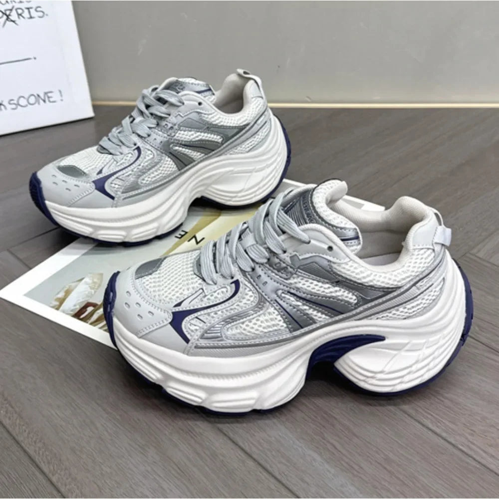 Sneakers for Women 2026 New Style Thick Sole Retro Breathable Lightweight Autumn Height Increasing Casual Sports Shoes Trend