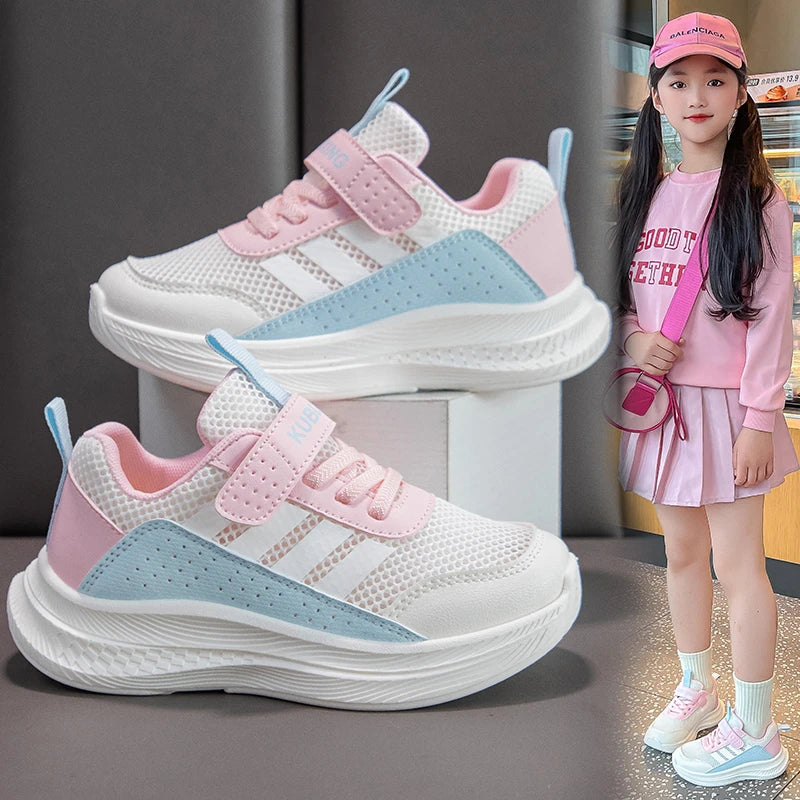 Children's Sneakers Kids Fashion Design White Non-slip Casual Shoes Boys Girls Hook Breathable Sneakers Toddler Outdoor Shoes