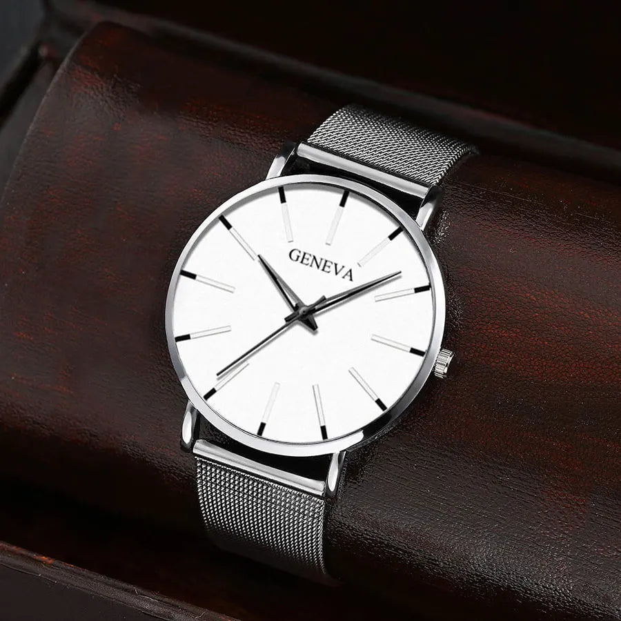 Classic and fashionable men's and women's quartz watches with mesh straps, cool watches, simple and casual couple watches, busin