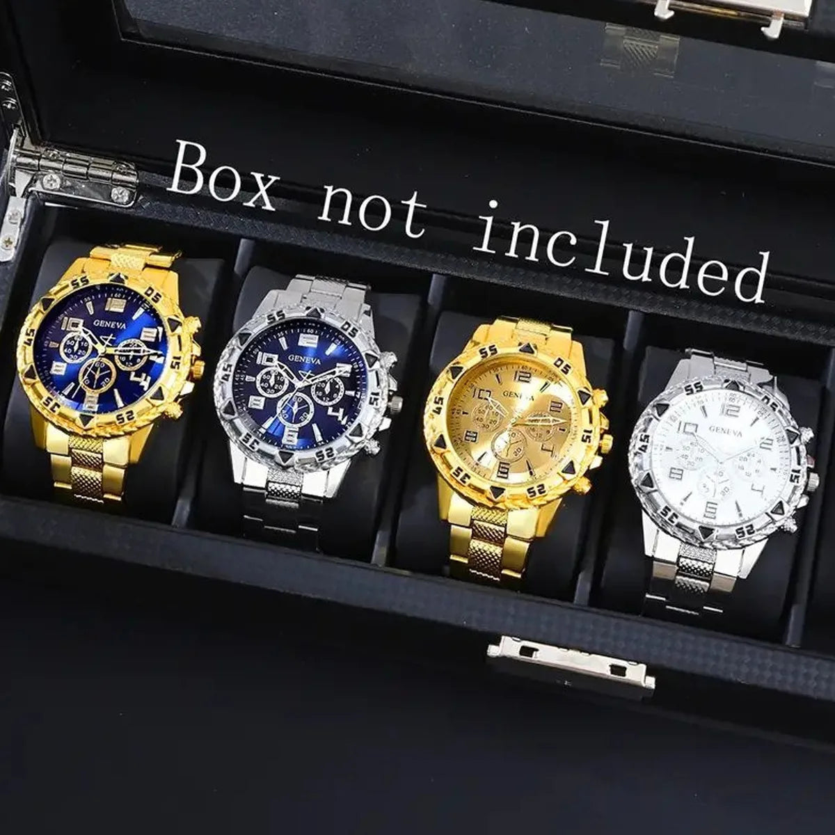 2026Men's Business Watch Steel Strip Quartz Watch Multi functional Digital Scale Three eye Watch Set