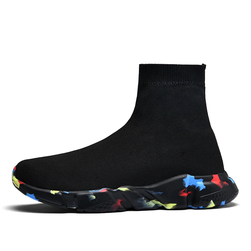 Classic Black High Top Sneakers For Men Women Designer knit Shoes Men's Casual Sneakers Comfortable Slip-on Women's Sports Shoes