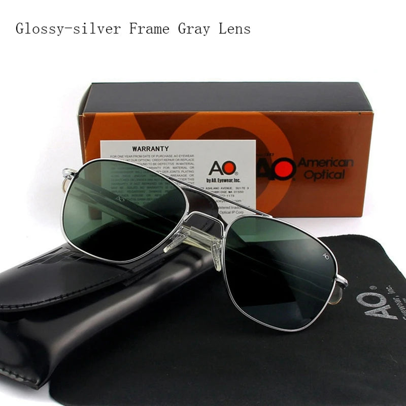 AO Pilot Sunglasses Men Top Quality Brand Designer AGX Tempered Glass Lens Sun Glasses Male