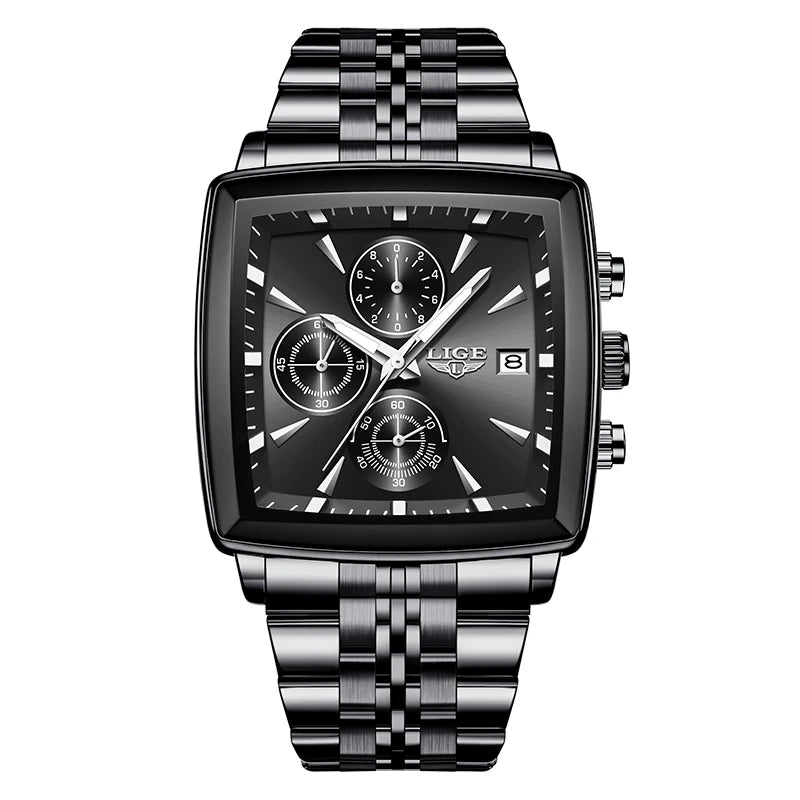 LIGE Luxury Brand Couple Watches Stainless Steel Waterproof Luminous Quartz Watch Fashion Simple Lovers Gifts for Men and Women