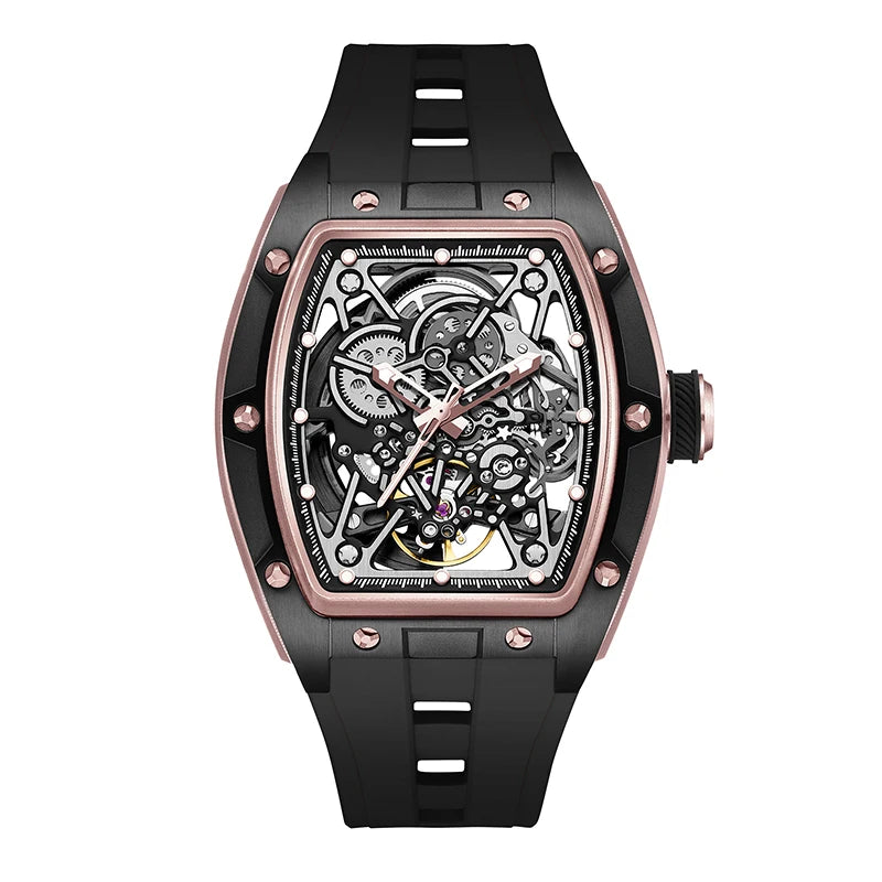 2026 New Automatic watch retro style wholesale mechanical wristwatches skeleton carve waterproof leather no logo mens watch
