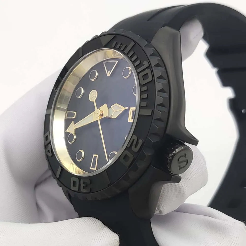 Men's Black New Brushed Waterproof Watch, AR Sapphire Glass, Automatic Mechanical Business Fashion Watch