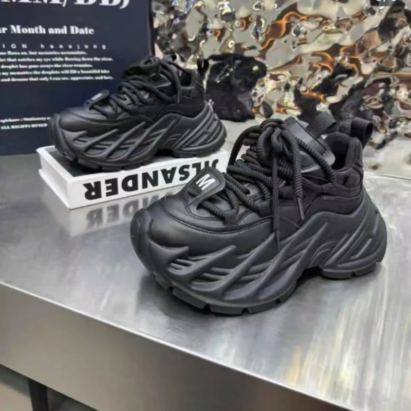 Thick Sole Chunky Sneakers Fashion Non-slip Women Elevator Shoes Casual Breathable Platform Shoes Increase Height Dorky Dad Shoe