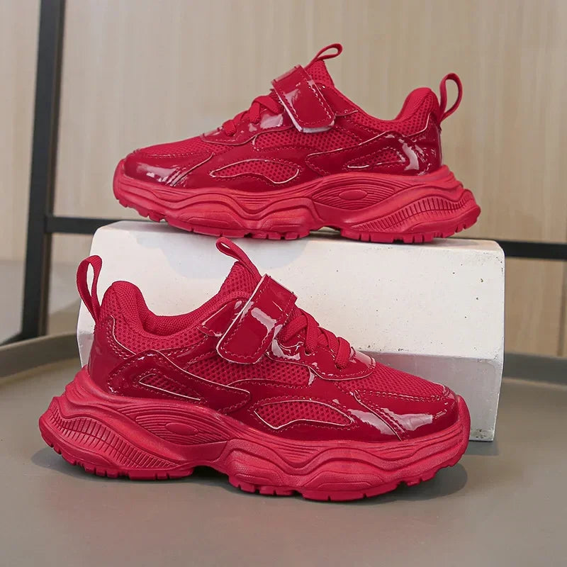 Students Sneakers Thick Soft Sole Trendy Children Running Shoe Solid Color Versatile 2024 New Fashion Kids Sports Shoes Non-slip