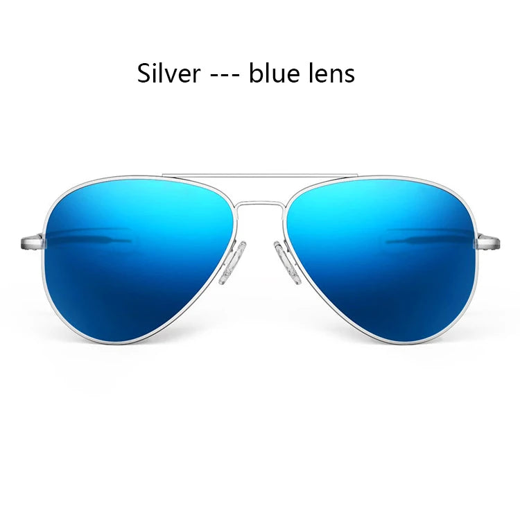 RE Sunglasses Man USA Army Military Aviation Pilot Sunglasses Glass Lens Woman Luxury Brand Retro Titanium Frame High Quality