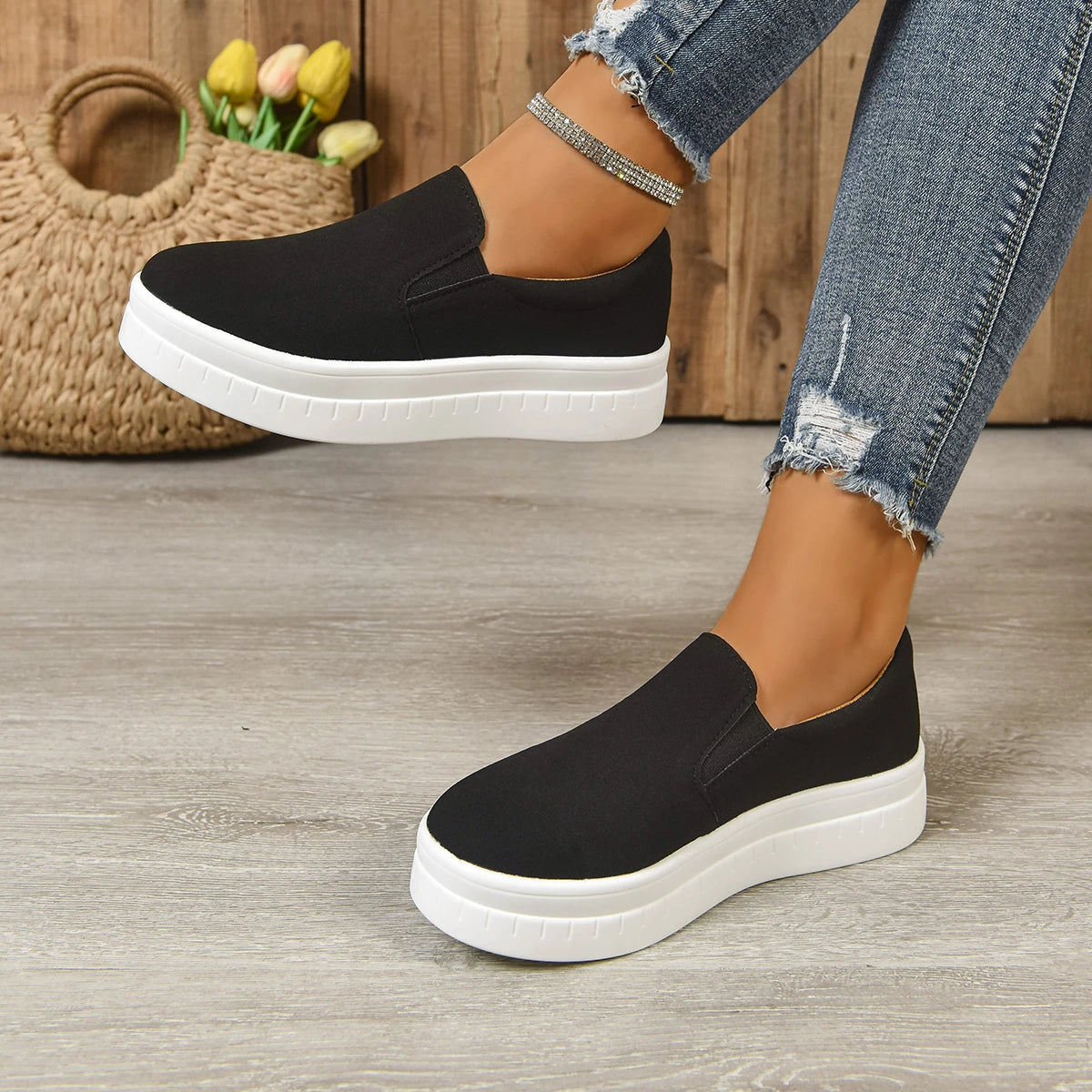 Shoes for Women Spring Leisure Sneakers New Womens Lazy Footwear Lightweight Thick Sole Platform Women Shoes Size 36-43