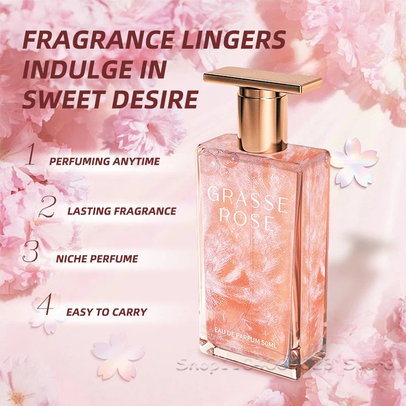 50Ml Grasse Rose Perfume Long Lasting Fragrance Eau De Toilette Women's Perfume Mist Spray Suitable For Daily Use Couple Gifts