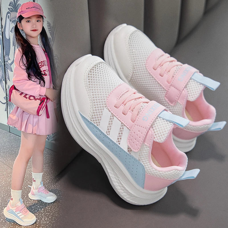 Children's Sneakers Kids Fashion Design White Non-slip Casual Shoes Boys Girls Hook Breathable Sneakers Toddler Outdoor Shoes