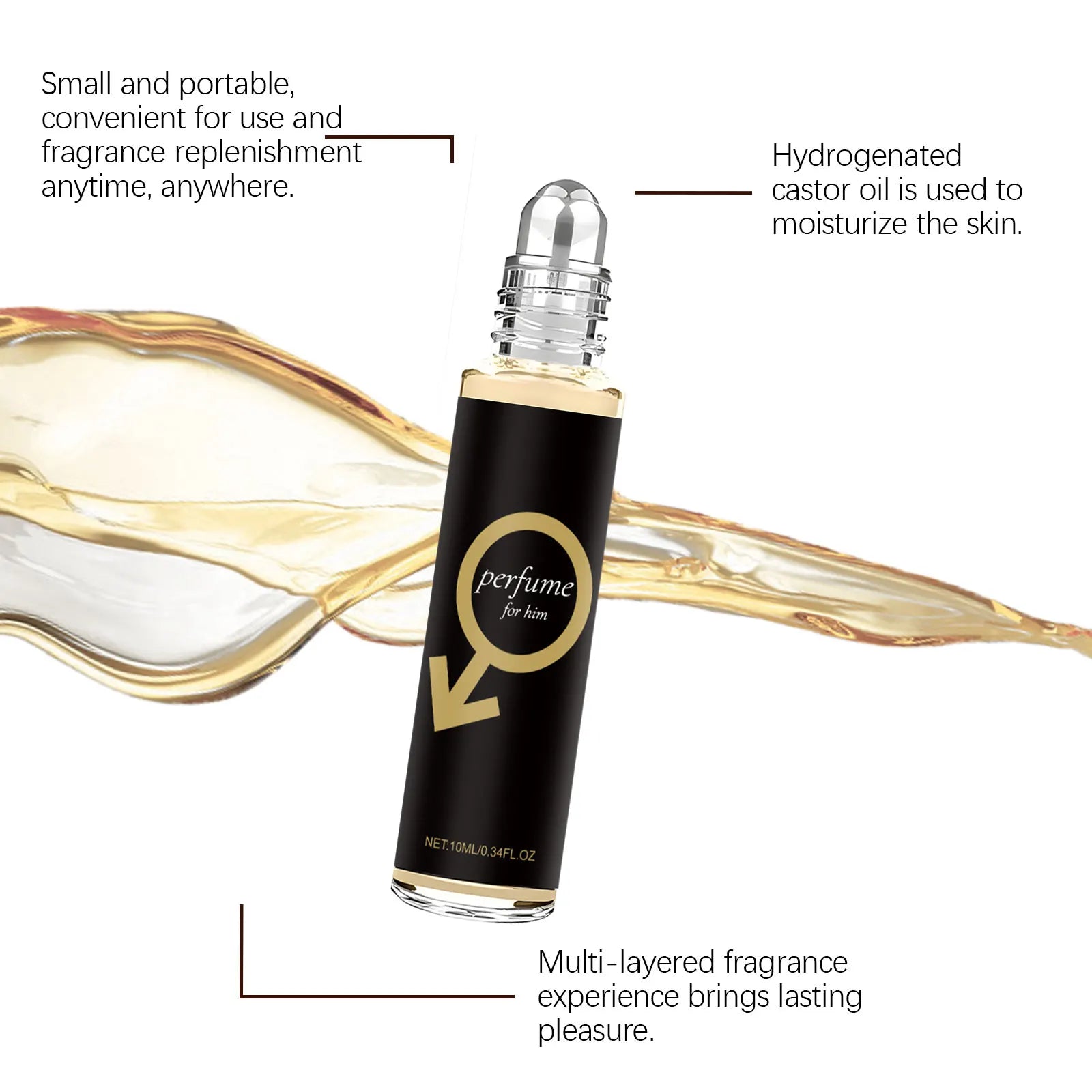 Daily Men's Cologne Roll-On - Emits Charm, Crisp Fresh Scent, Natural Long-Lasting, Suitable for All Daily Occasions