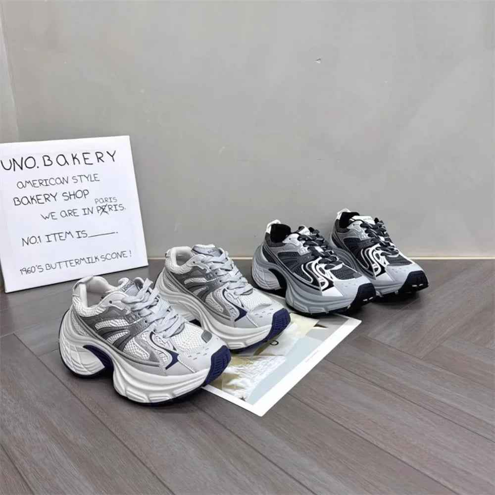 Sneakers for Women 2026 New Style Thick Sole Retro Breathable Lightweight Autumn Height Increasing Casual Sports Shoes Trend
