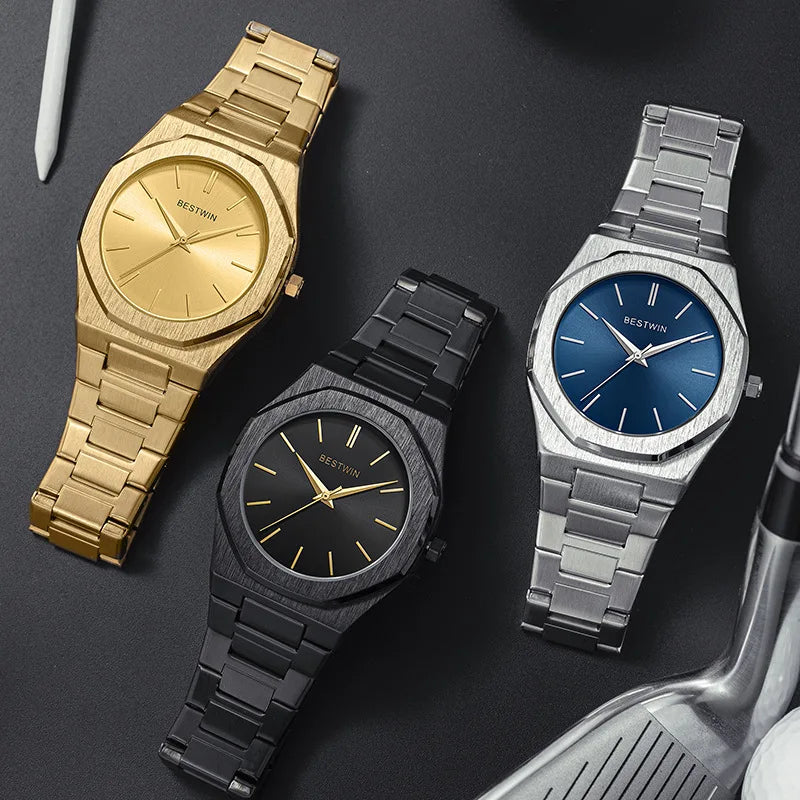 New Watches for Men Luxury Stainless Steel Strap Classic Business Waterproof Quartz Wristwatches Male Clock Relogio Masculino