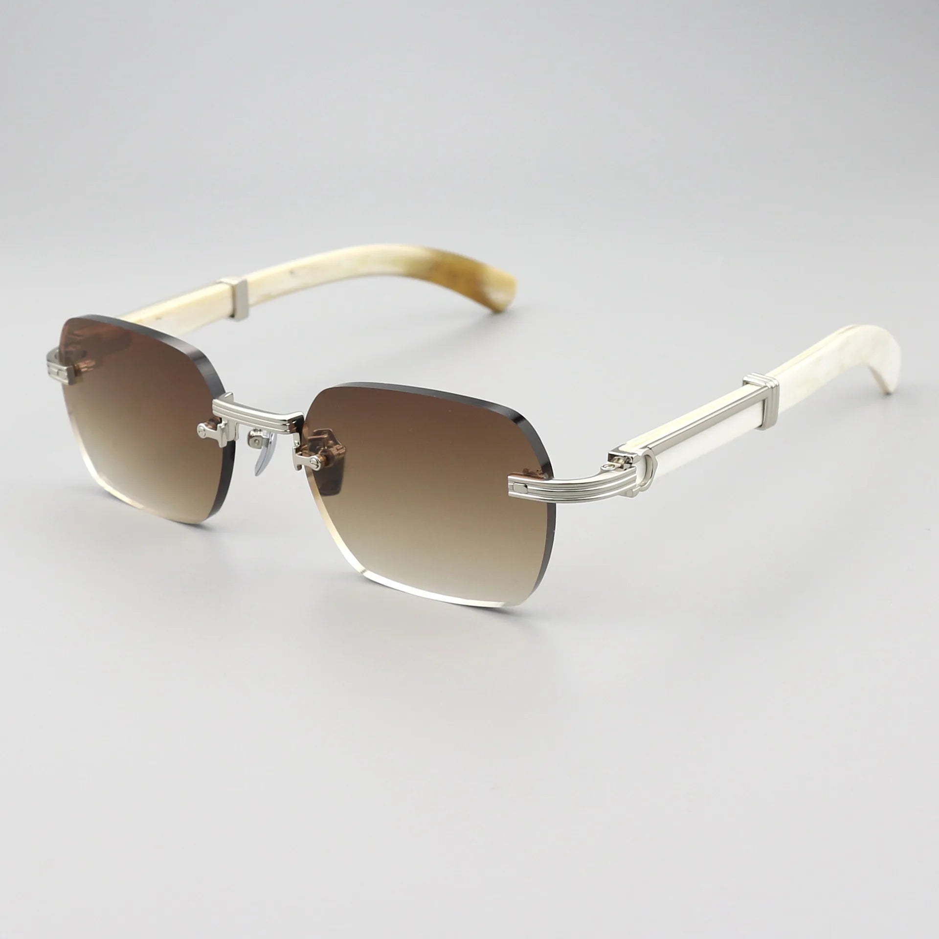 PENG handmade horn sunglasses with frameless design, UV400 protection, business and leisure dual-use, customizable prescription