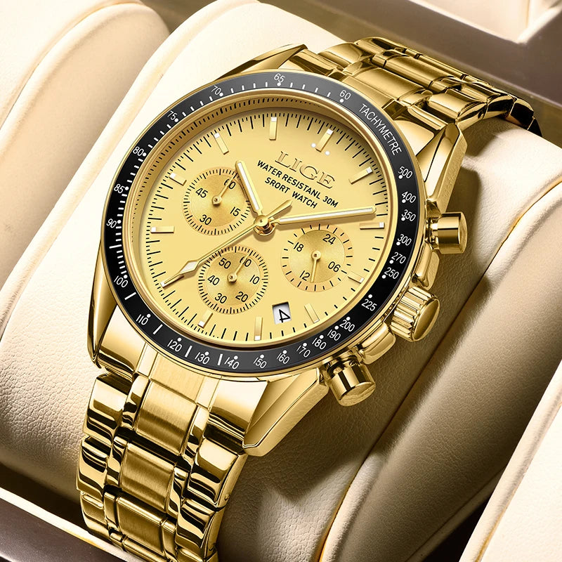 Relogios Masculino New Fashion Watches Man LIGE Clock Luxury Men Wristwatch Stainless Steel Waterproof Quartz Watch Chronograph