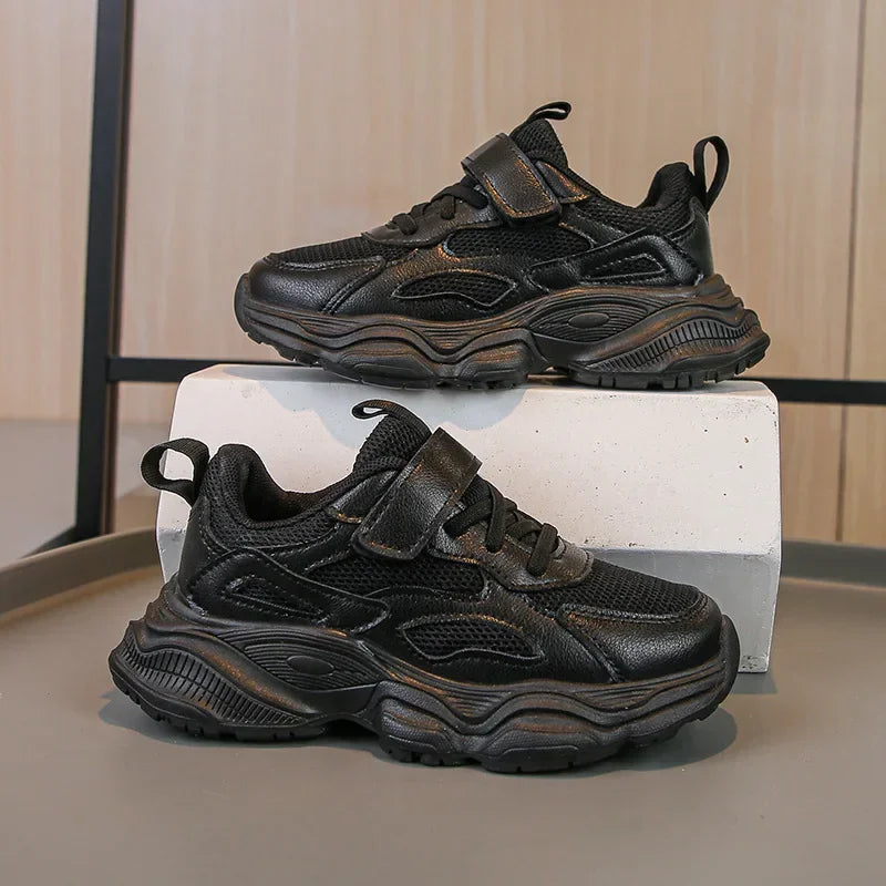 Students Sneakers Thick Soft Sole Trendy Children Running Shoe Solid Color Versatile 2024 New Fashion Kids Sports Shoes Non-slip
