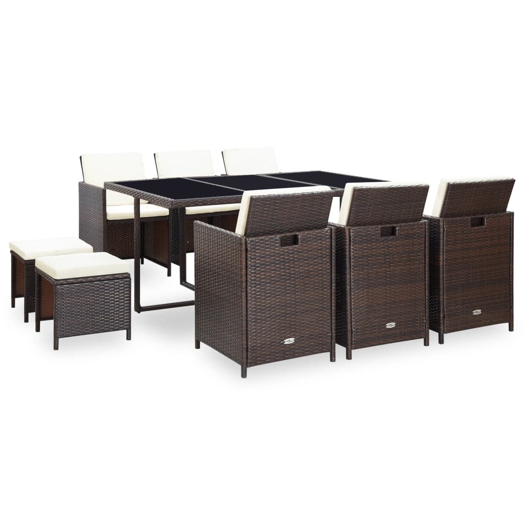 1 Tuinset Met Kussens Poly Rattan