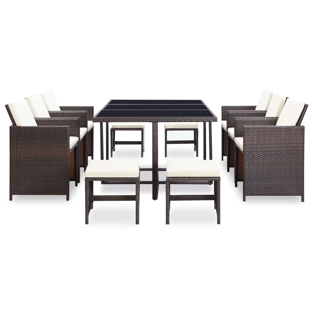 1 Tuinset Met Kussens Poly Rattan