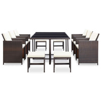 1 Tuinset Met Kussens Poly Rattan