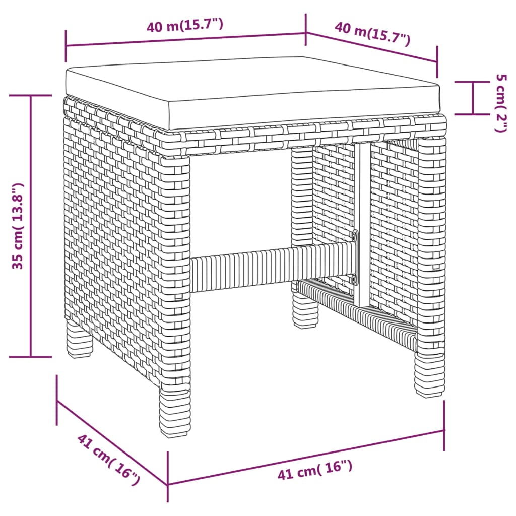 5-Delige Tuinset Poly Rattan En Acaciahout Zwart