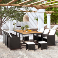5-Delige Tuinset Poly Rattan En Acaciahout Zwart