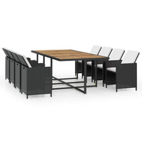 13-Delige Tuinset Met Kussens Poly Rattan Zwart En Bruin