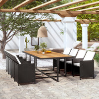 13-Delige Tuinset Met Kussens Poly Rattan Zwart En Bruin