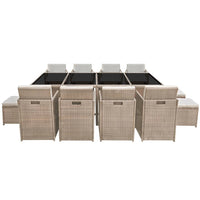 13-Delige Tuinset Met Kussens Poly Rattan Beige