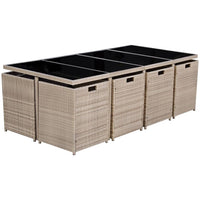 13-Delige Tuinset Met Kussens Poly Rattan Beige