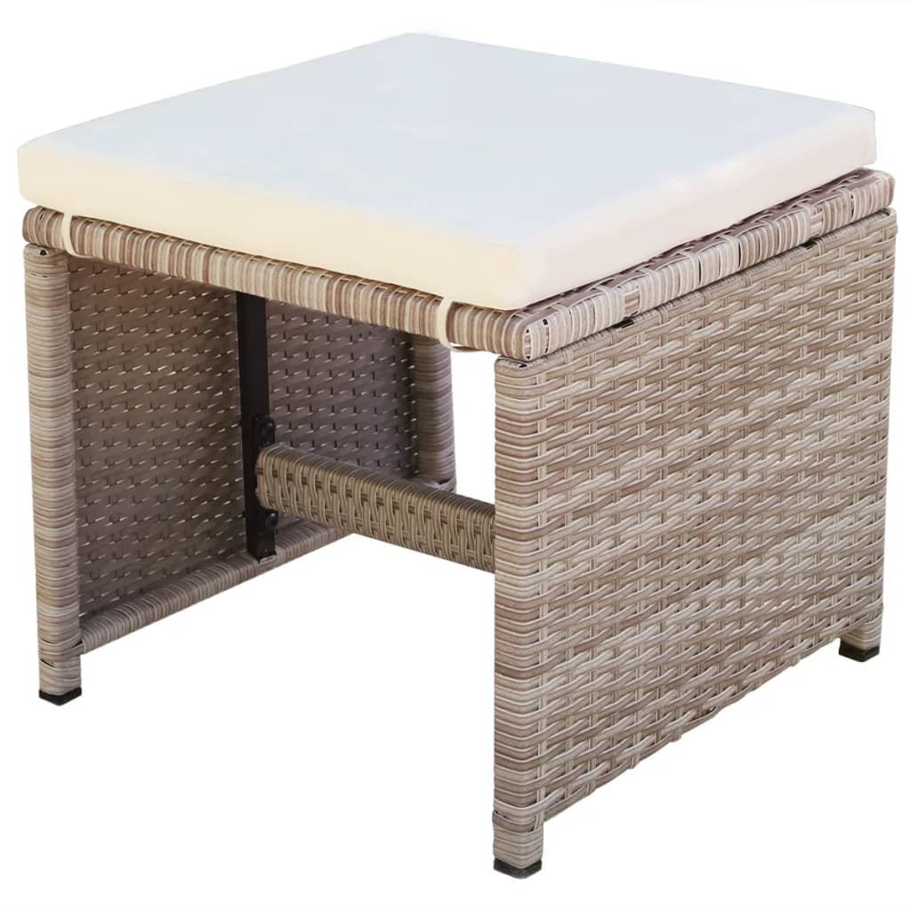 13-Delige Tuinset Met Kussens Poly Rattan Beige