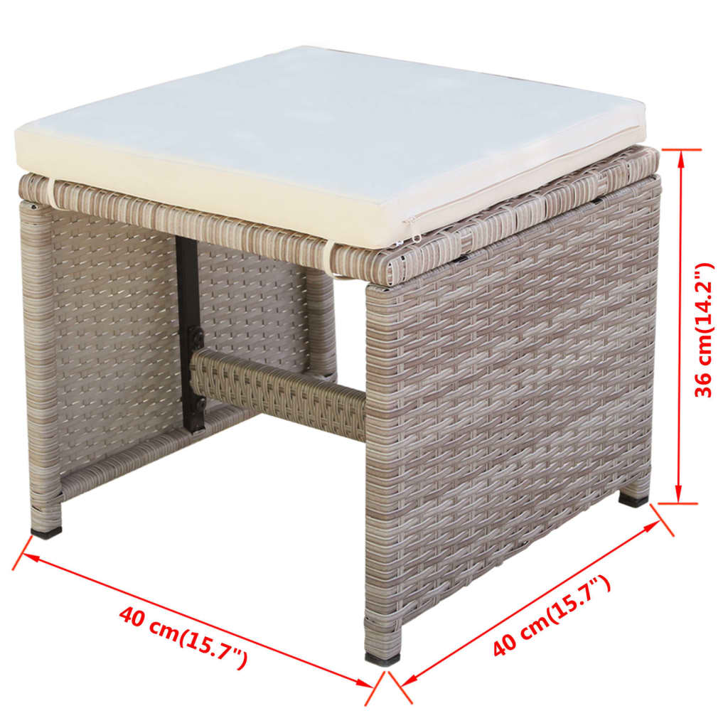 13-Delige Tuinset Met Kussens Poly Rattan Beige
