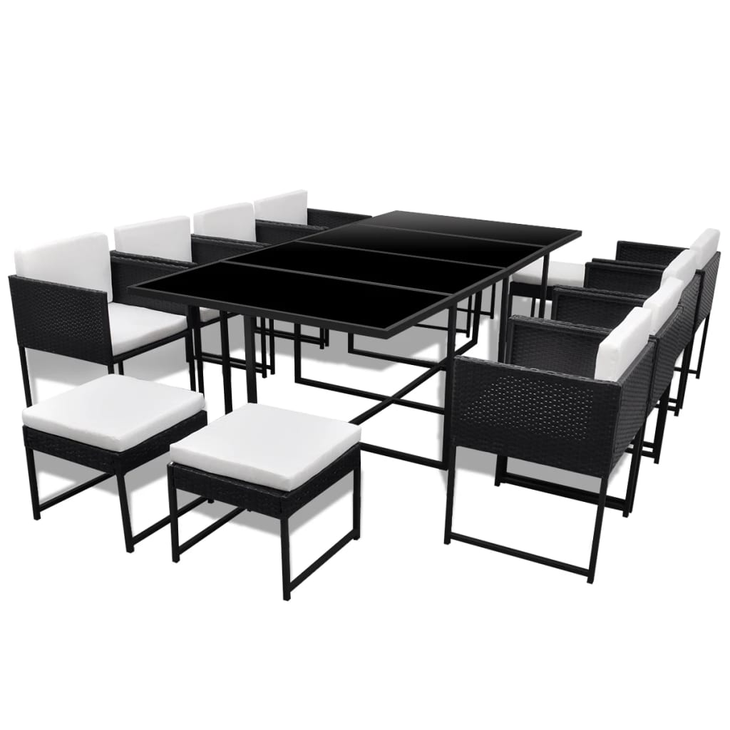 13-Delige Tuinset Met Kussens Poly Rattan